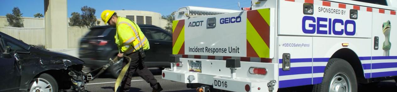 Emergency ADOT vehicle stopped